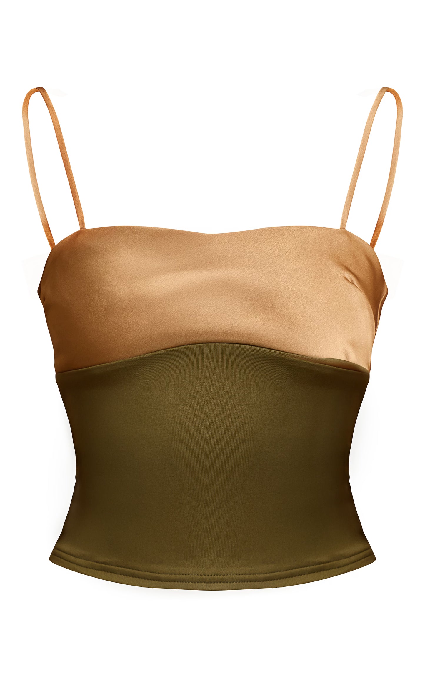 Olive Contrast Bust Panel Strappy Cami Top