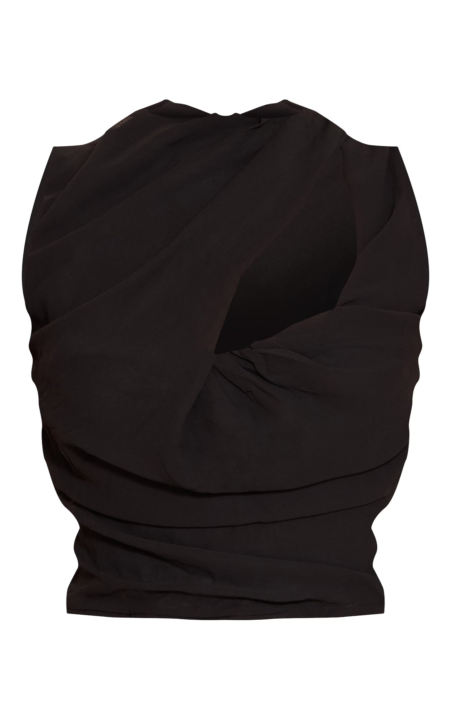 Black Chiffon Backless Top