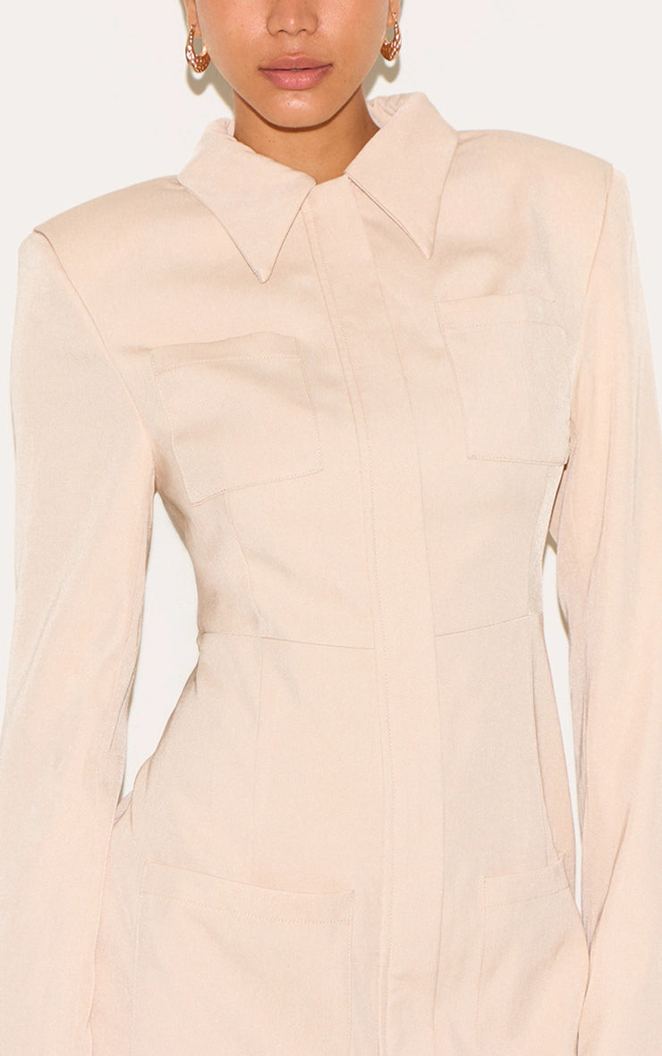 Stone Blazer Pocket Detail Blazer Dress