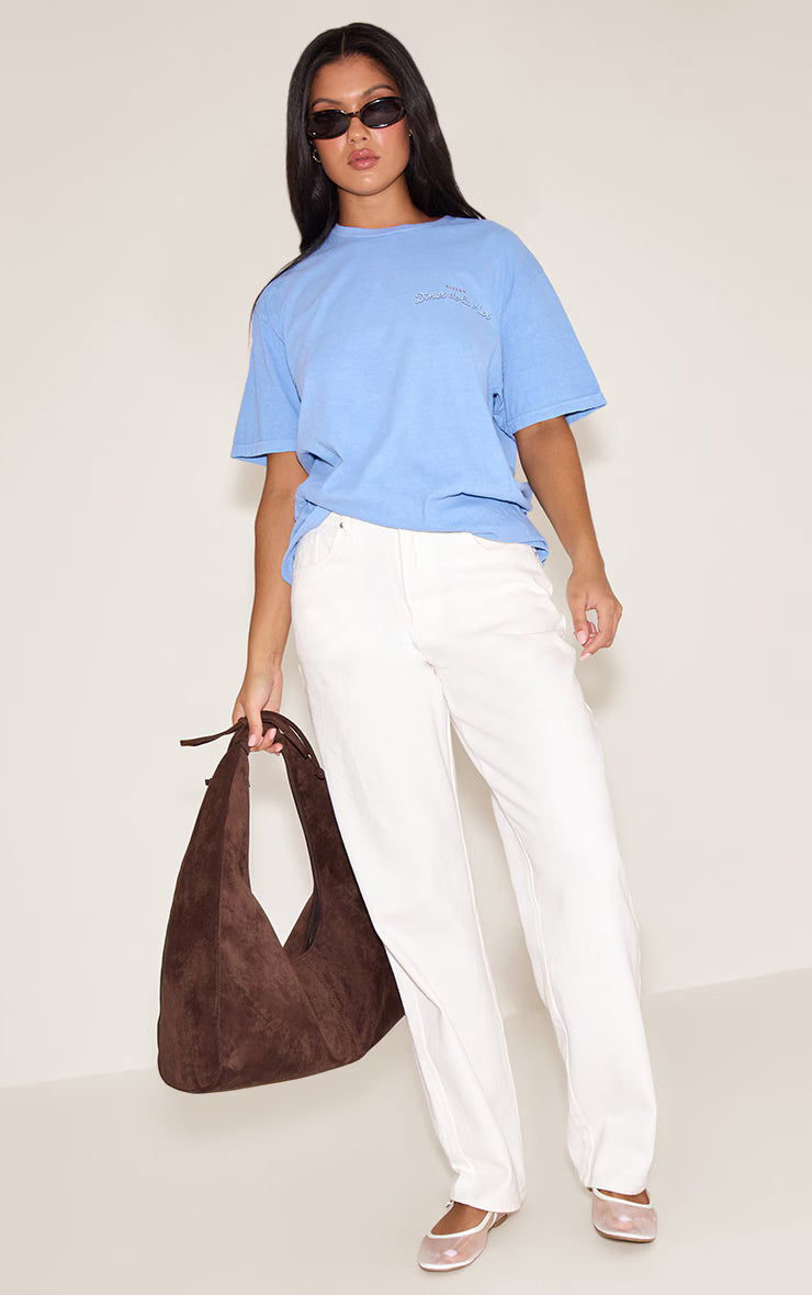 Sky Blue Lobster Graphic Oversized T-shirt