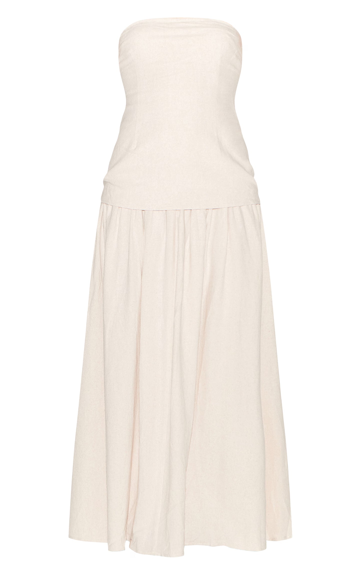 Cream Bandeau Long Line Maxi Dress