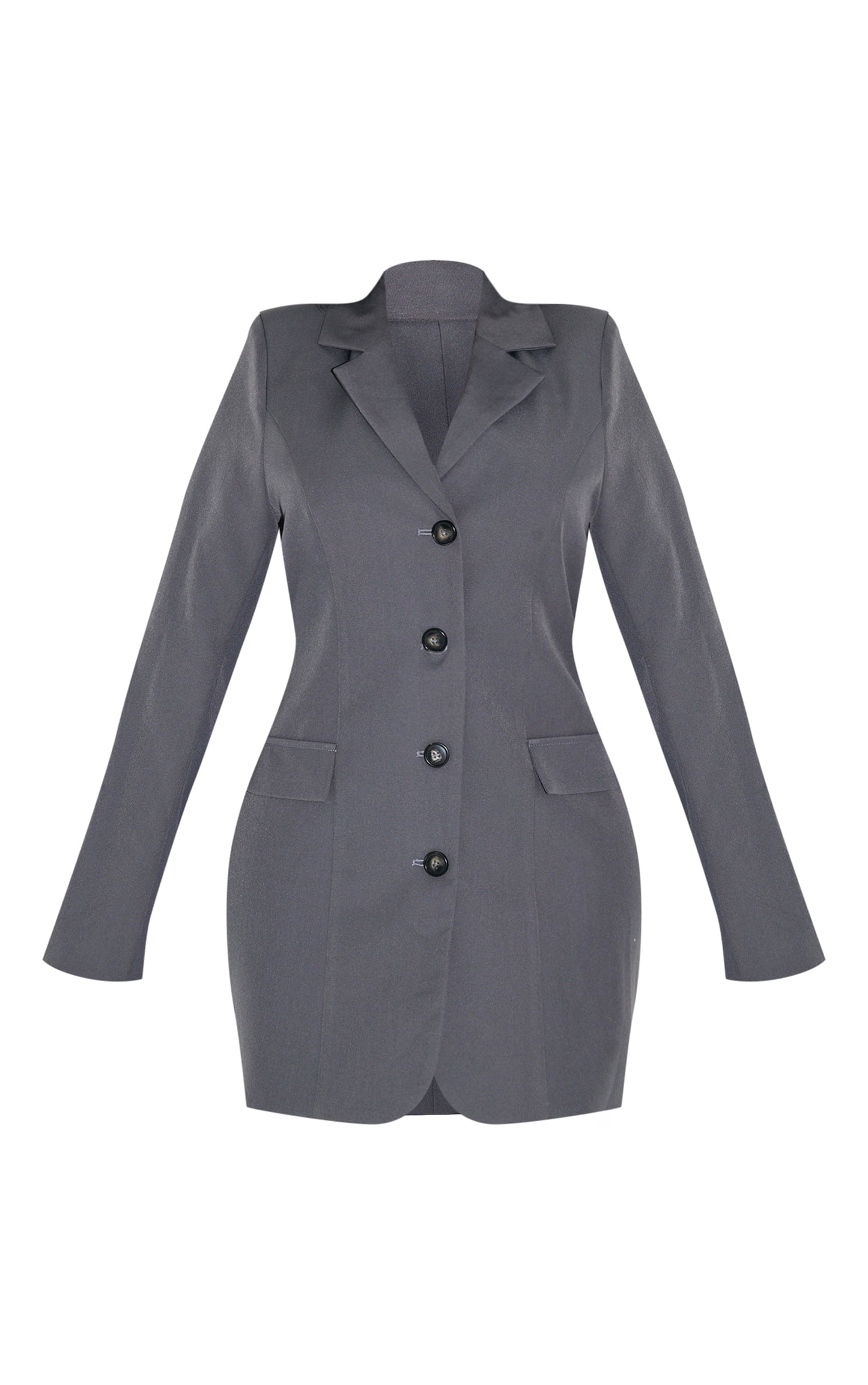Shape Charcoal Woven Conched Adjustable Waist Blazer Dress