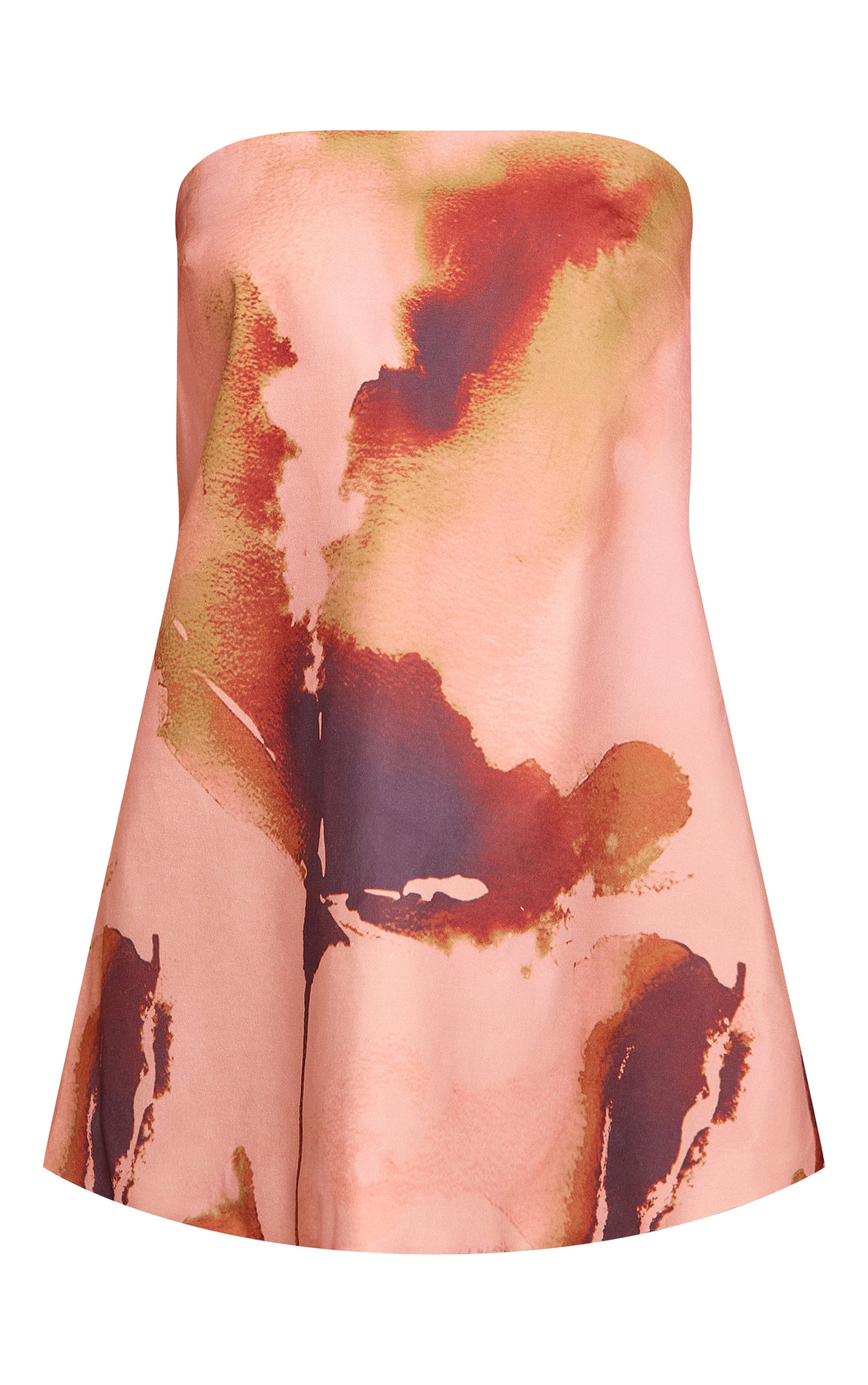 Brown Floral Printed Bandeau A-line Dress