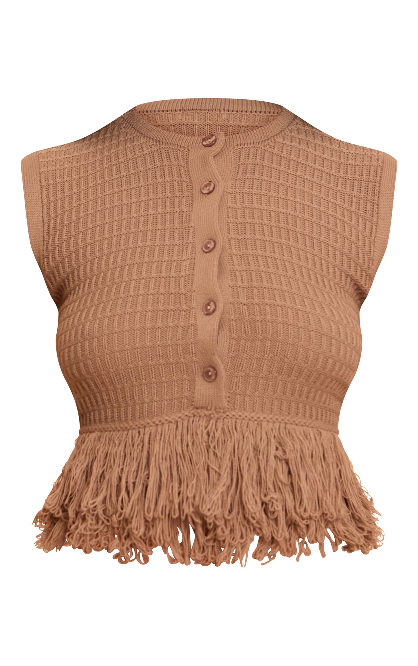 Mocha Button Up Fringe Cardigan