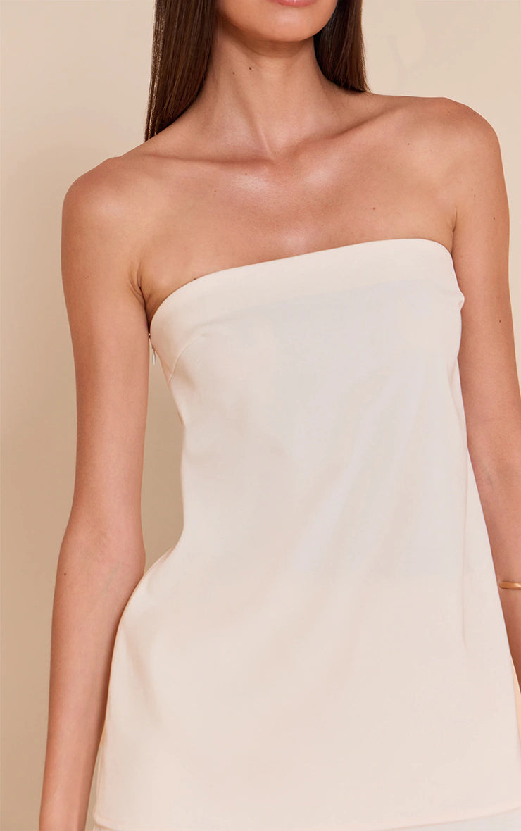 Cream Woven Bandeau Top