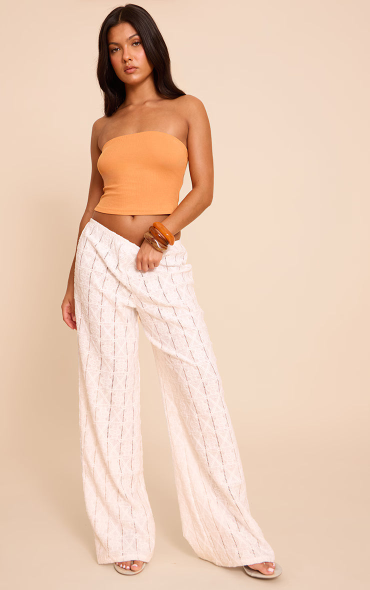 Apricot Soft Rib Bandeau Top