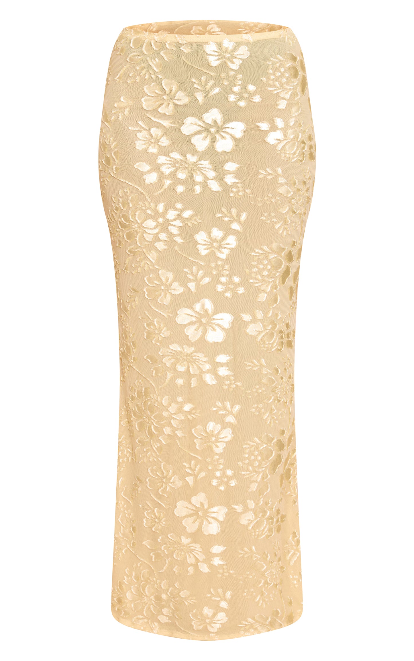 Butter Yellow Floral Sheer Maxi Skirt