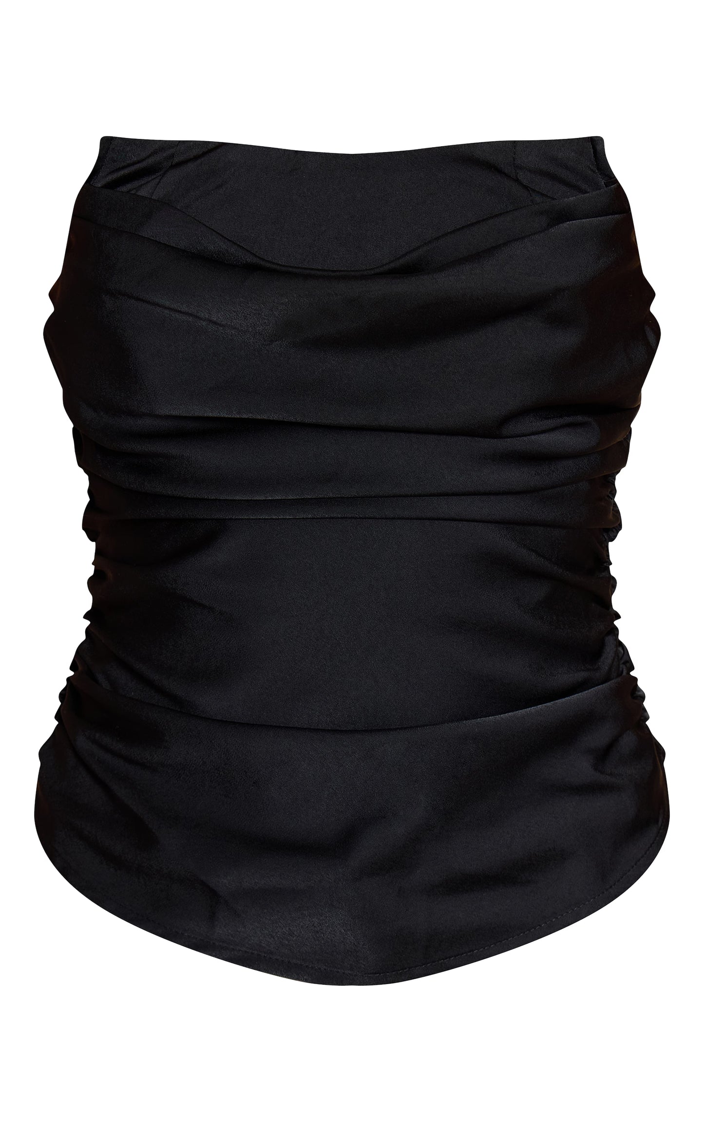 Black Satin Ruched Corset