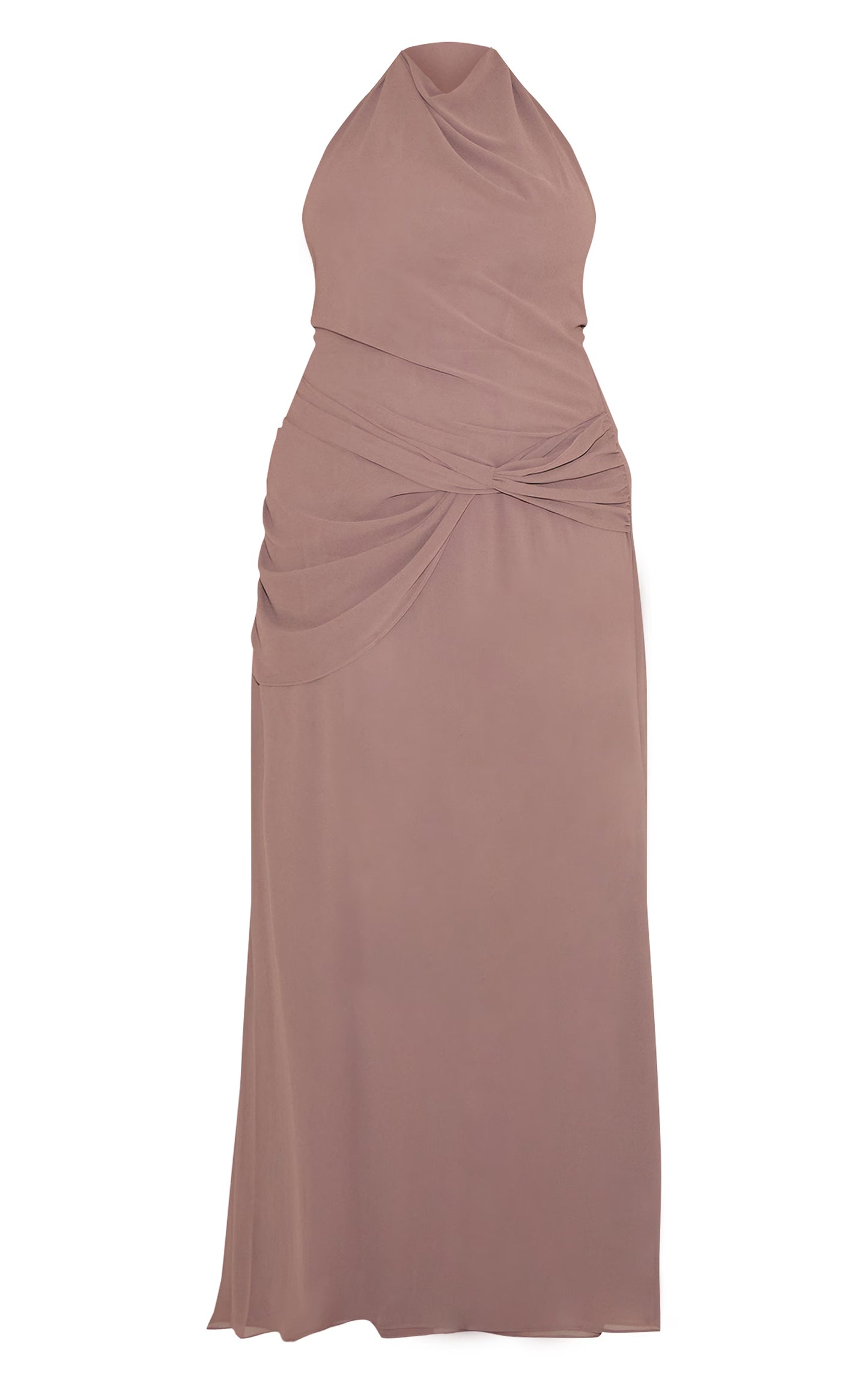 Plus Mushroom Chiffon Twist Detail Maxi Dress