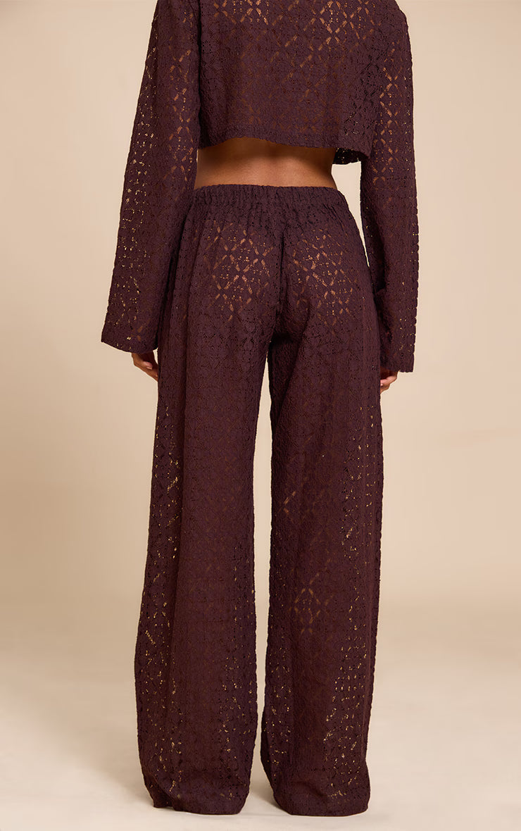 Brown Lace Straight Leg Pant