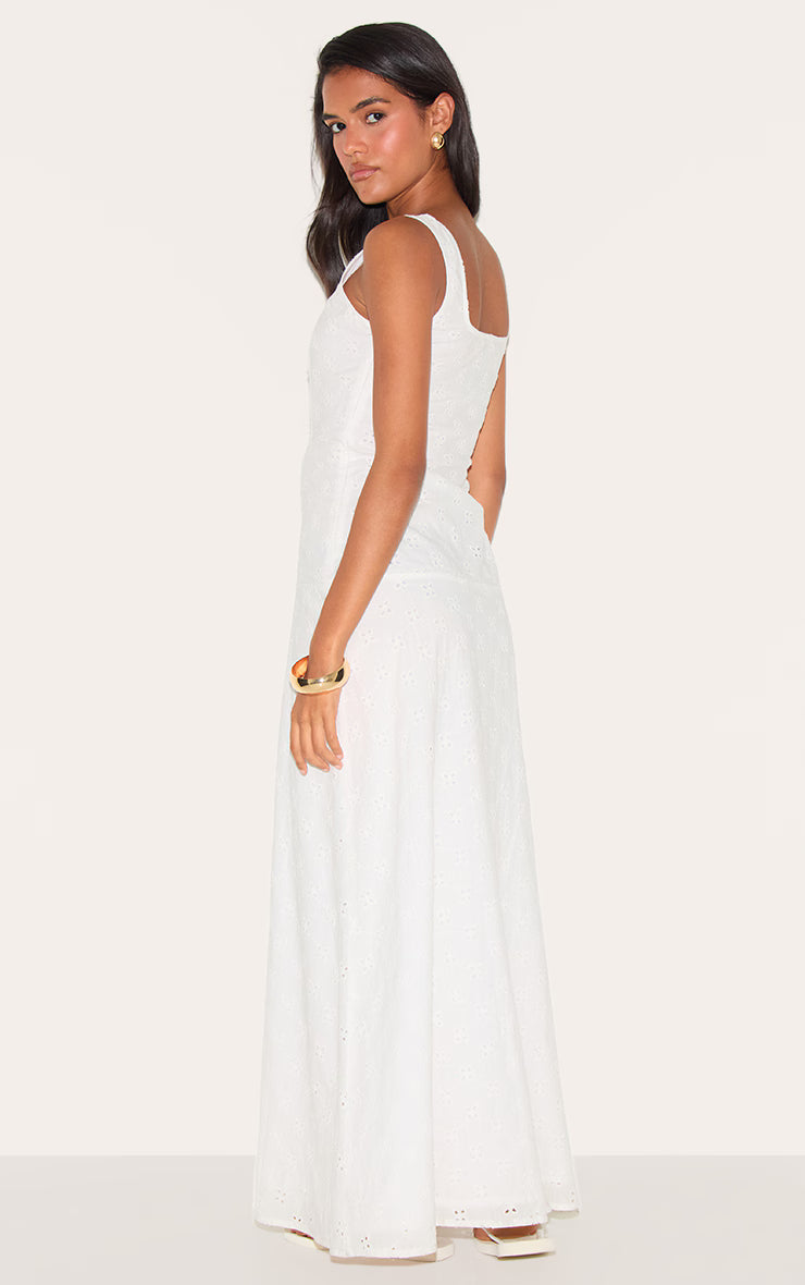 White Broderie Corset Midaxi Dress