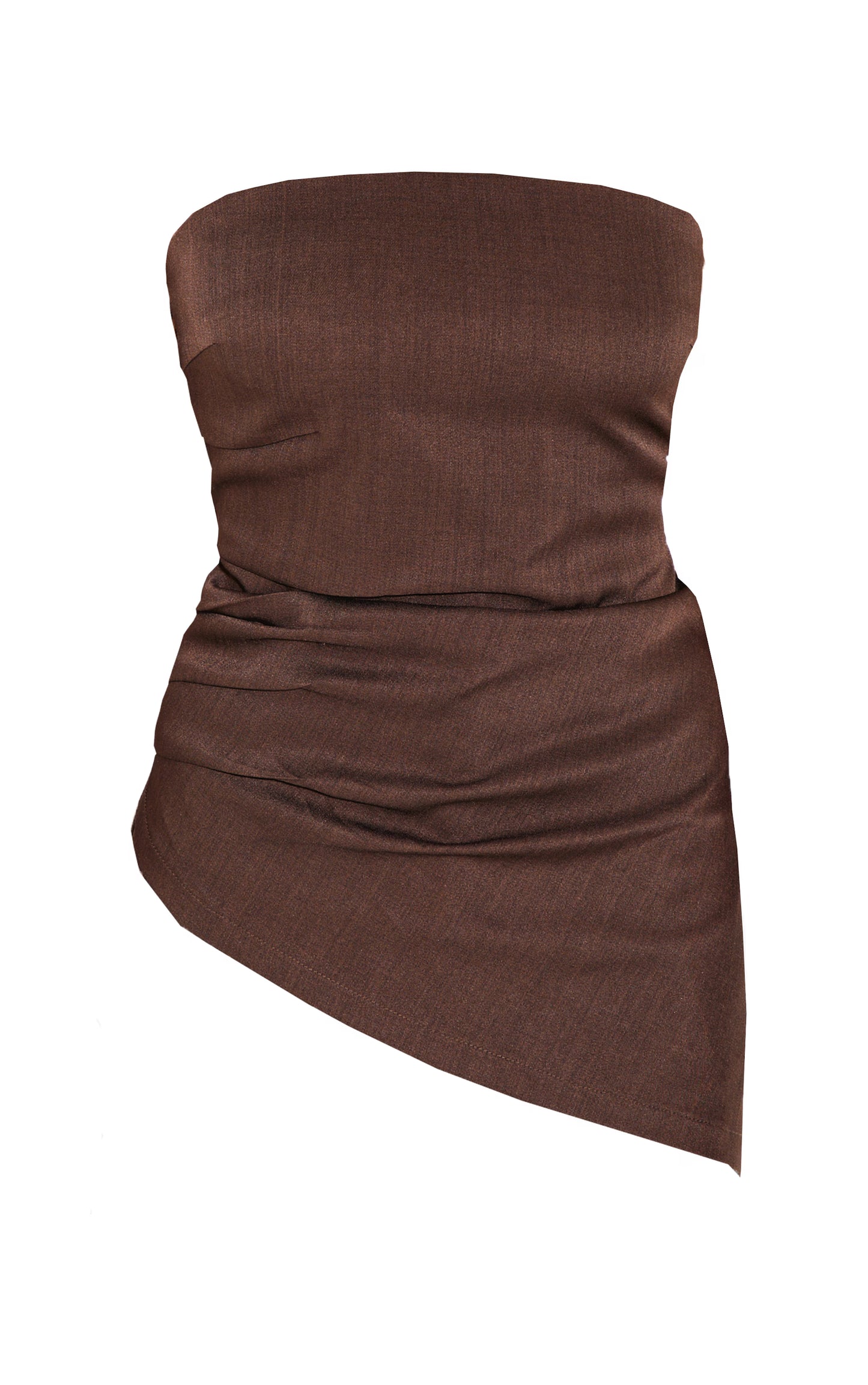 Chocolate Tailored Woven Bandeau Top