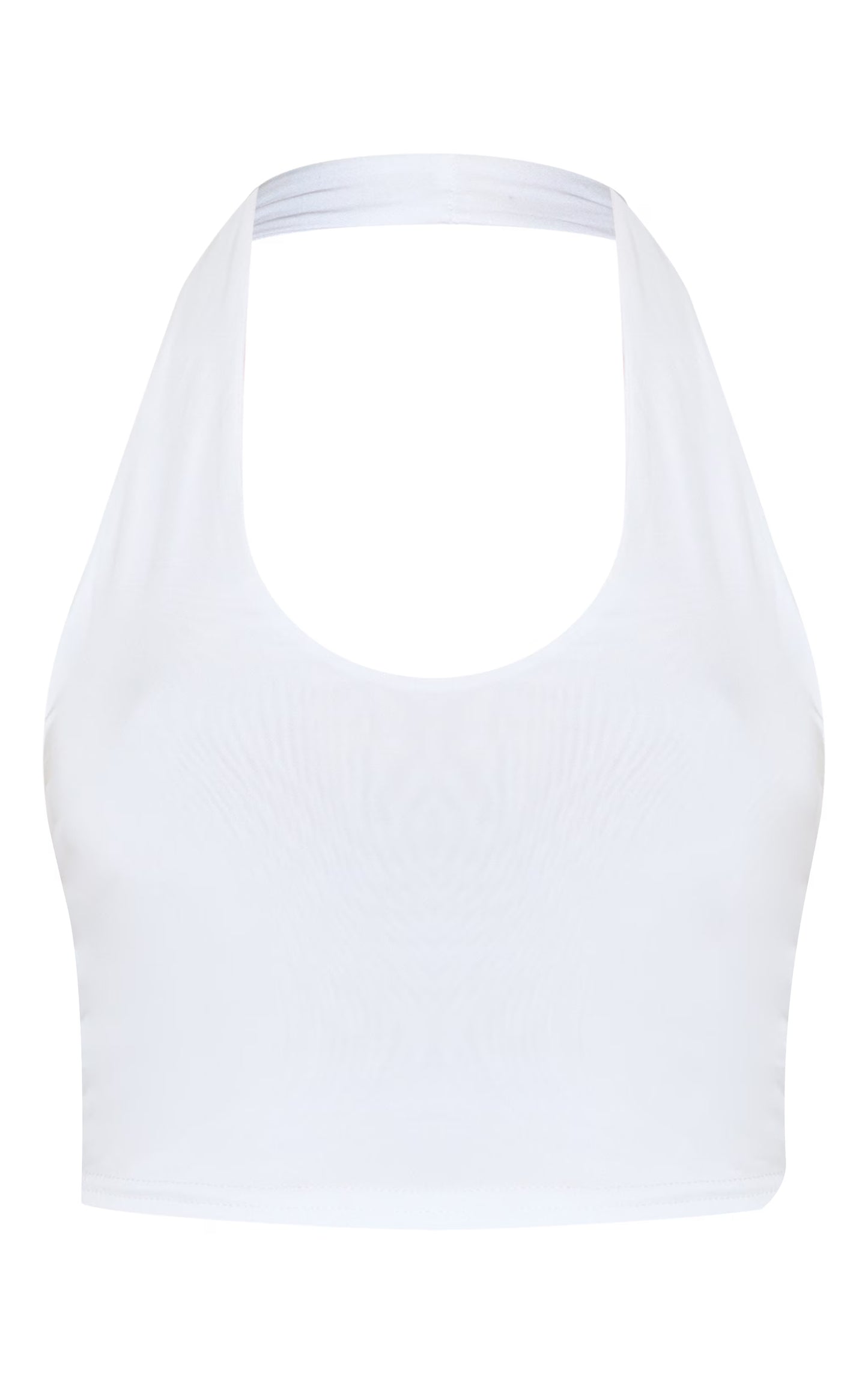 Basic White Slinky Scoop Neck Halter Top