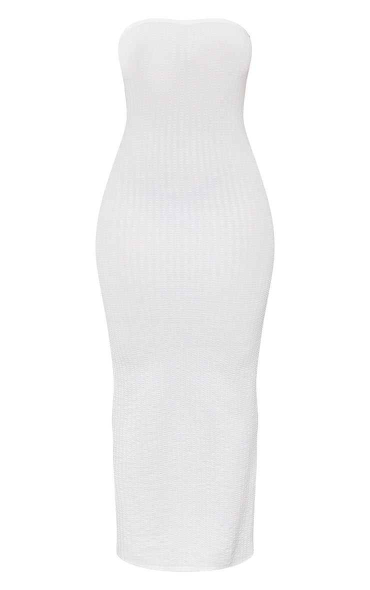 Shape White Textured Bandeau Midaxi Dress