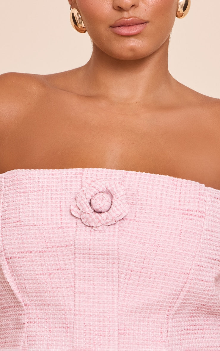 Plus Dusty Pink Boucle Camellia A-line Dress