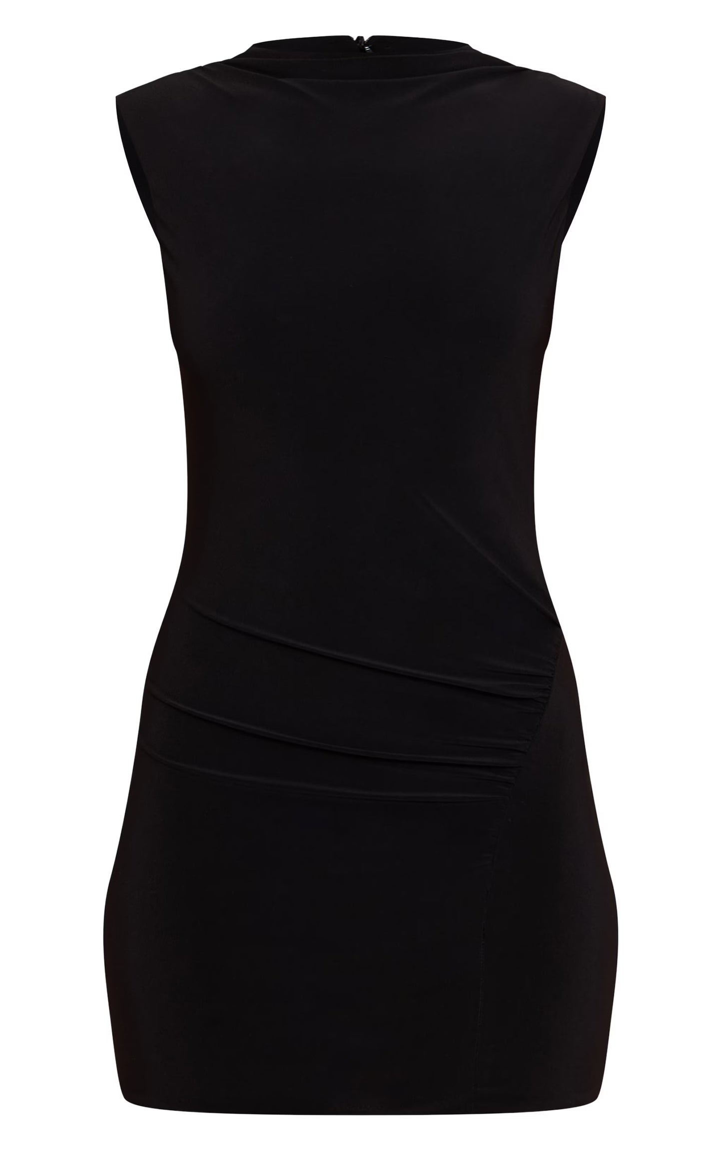 Black Slinky Ruched Mini Dress