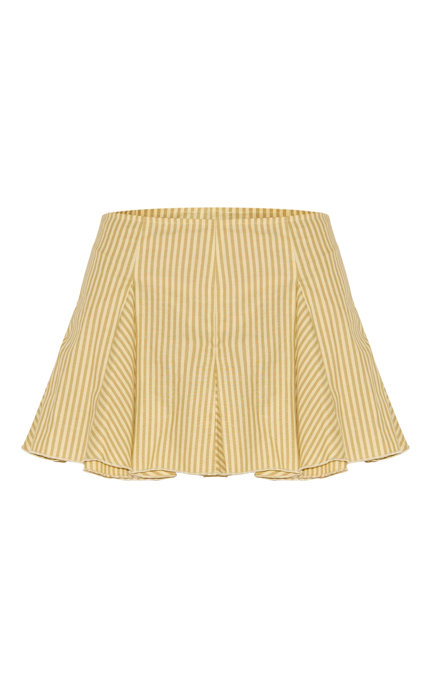 Yellow Striped Pleated Mini Skirt