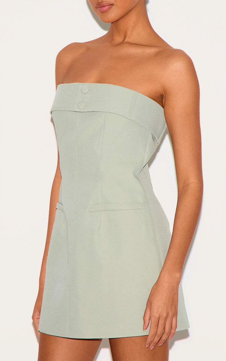 Sage Woven Belt Detail Shift Dress