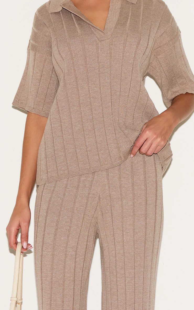Mocha Wide Rib Knit Pants
