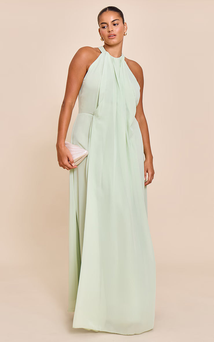 Plus Lime Chiffon Extreme Pleated Maxi Dress