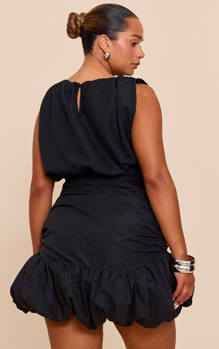 Shape black Boat Neck Cinched Waist Top