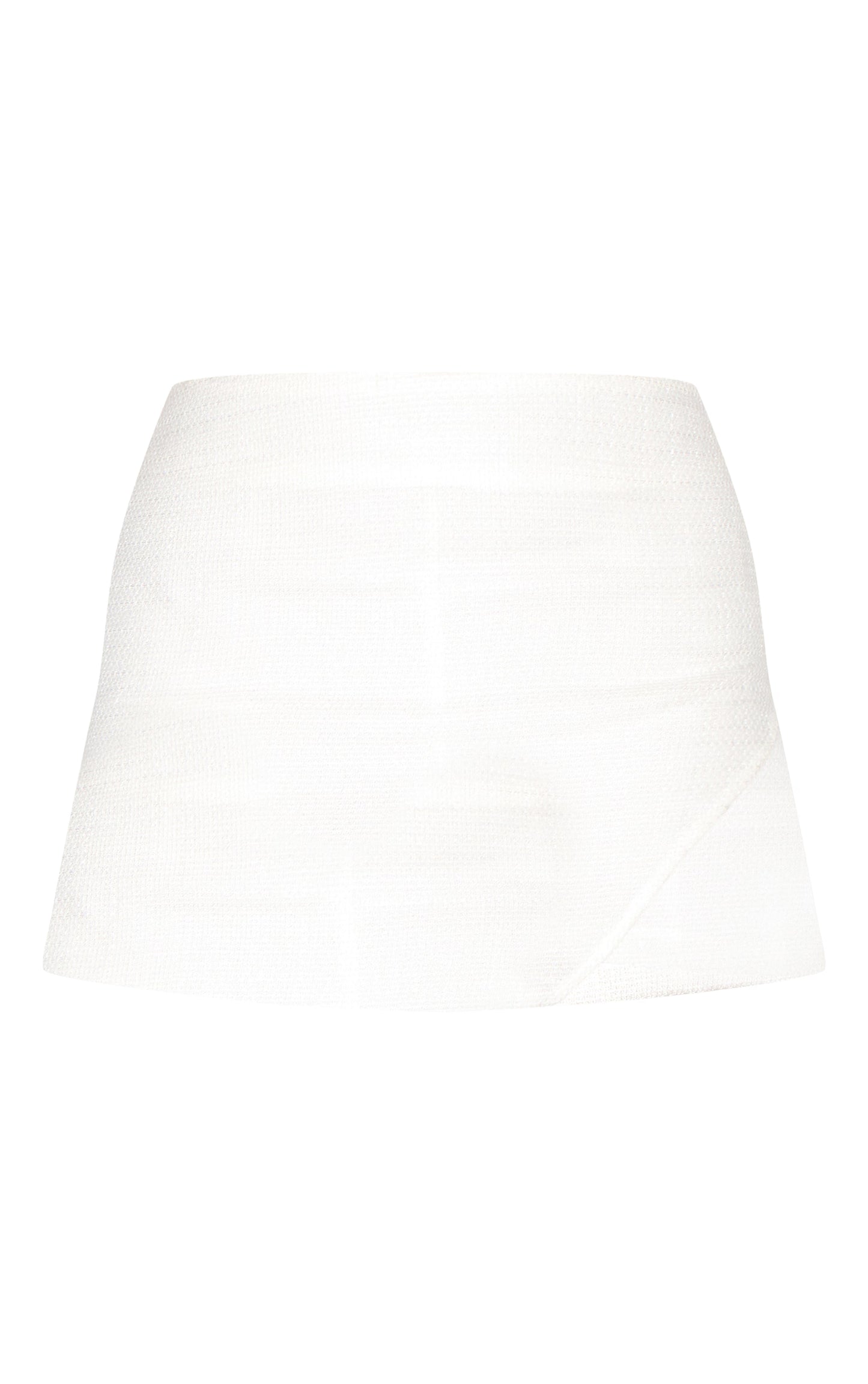 White Boucle Wrap Detail Mini Skirt