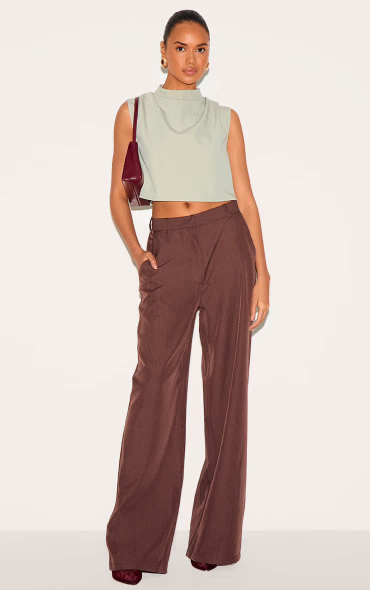 Sage Woven Pleated Boxy Top