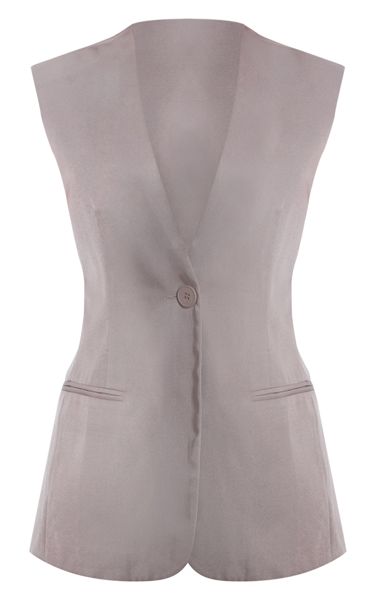 Taupe Premium Tailored Woven Longline Vest