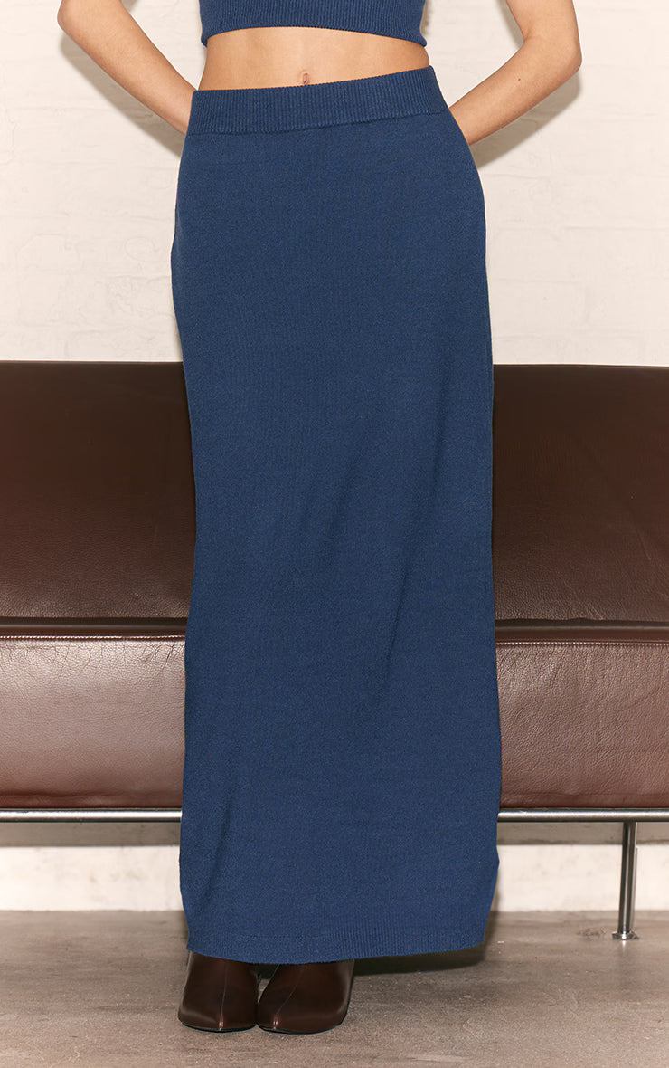 Navy Basic Knit Maxi Skirt