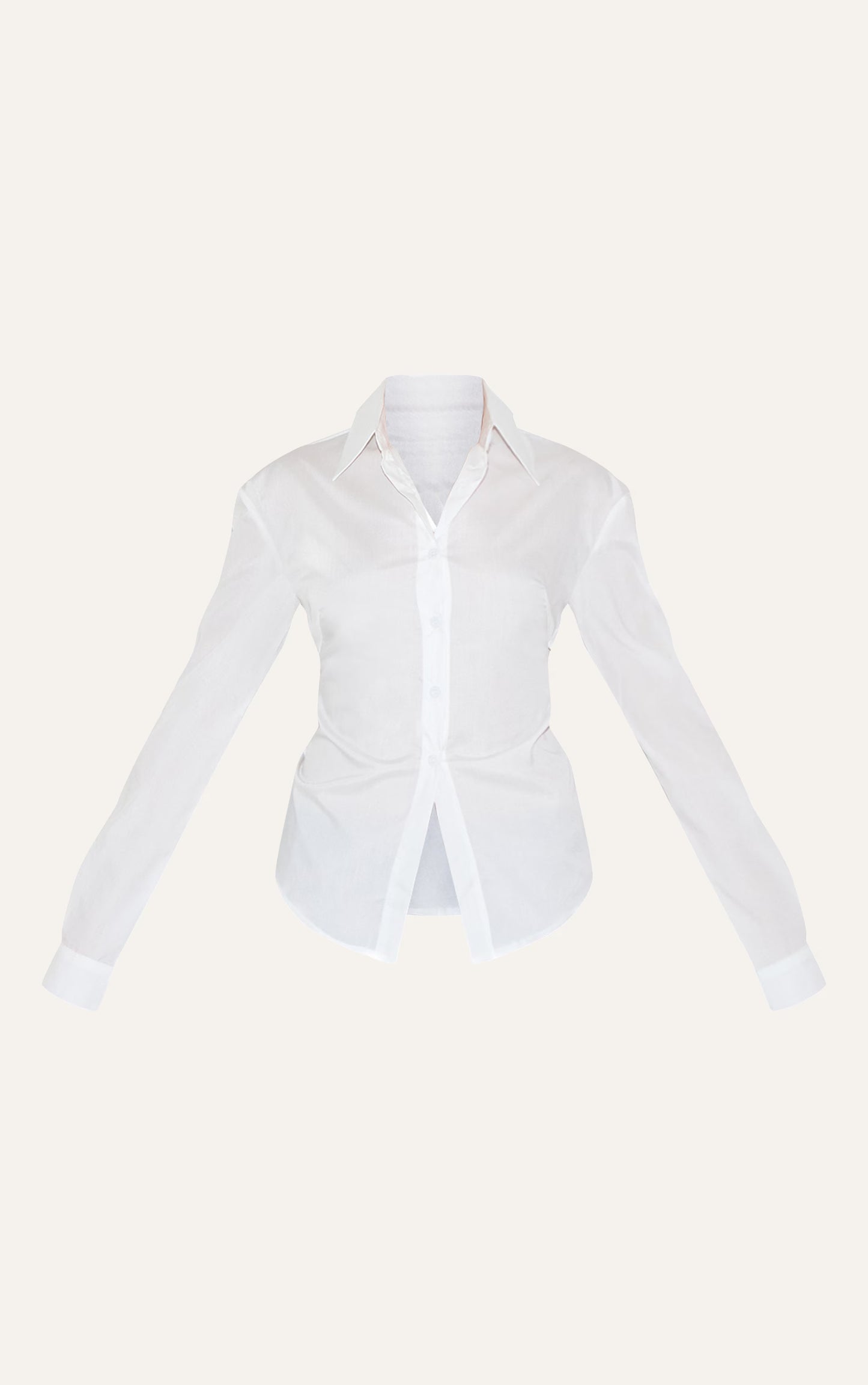 White Fitted Open Tie Back Shirt