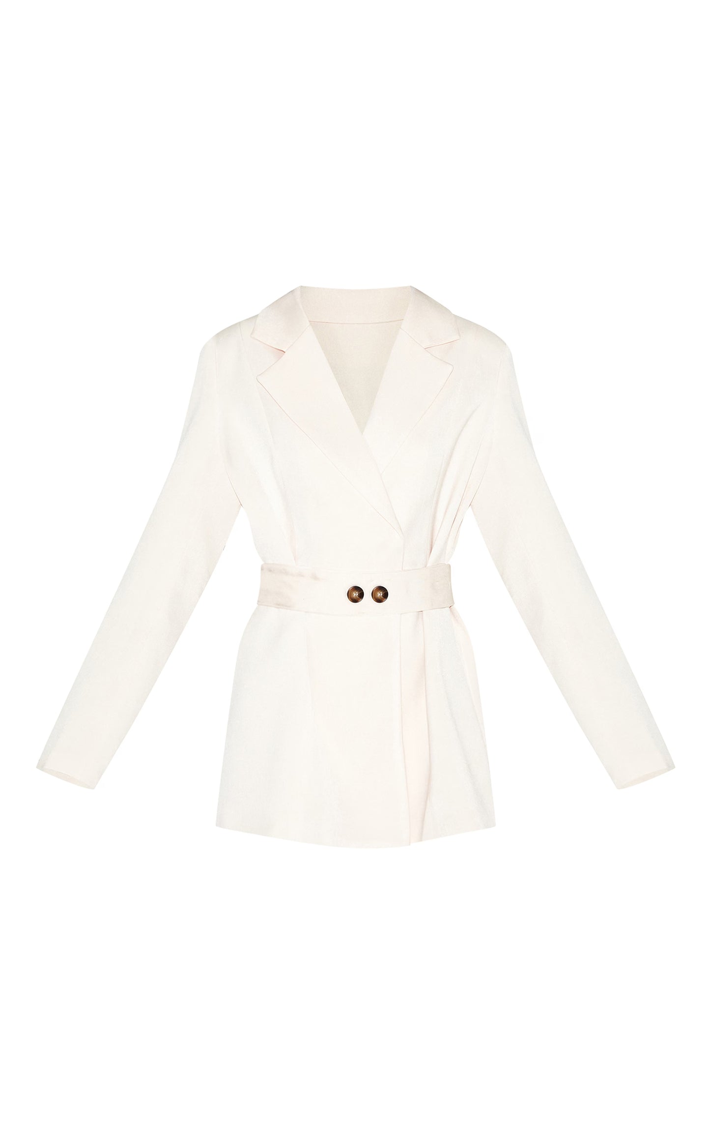 Almond Structured Belted Blazer Dress