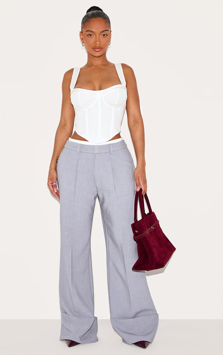 Shape White Woven Corset Detail Crop Top