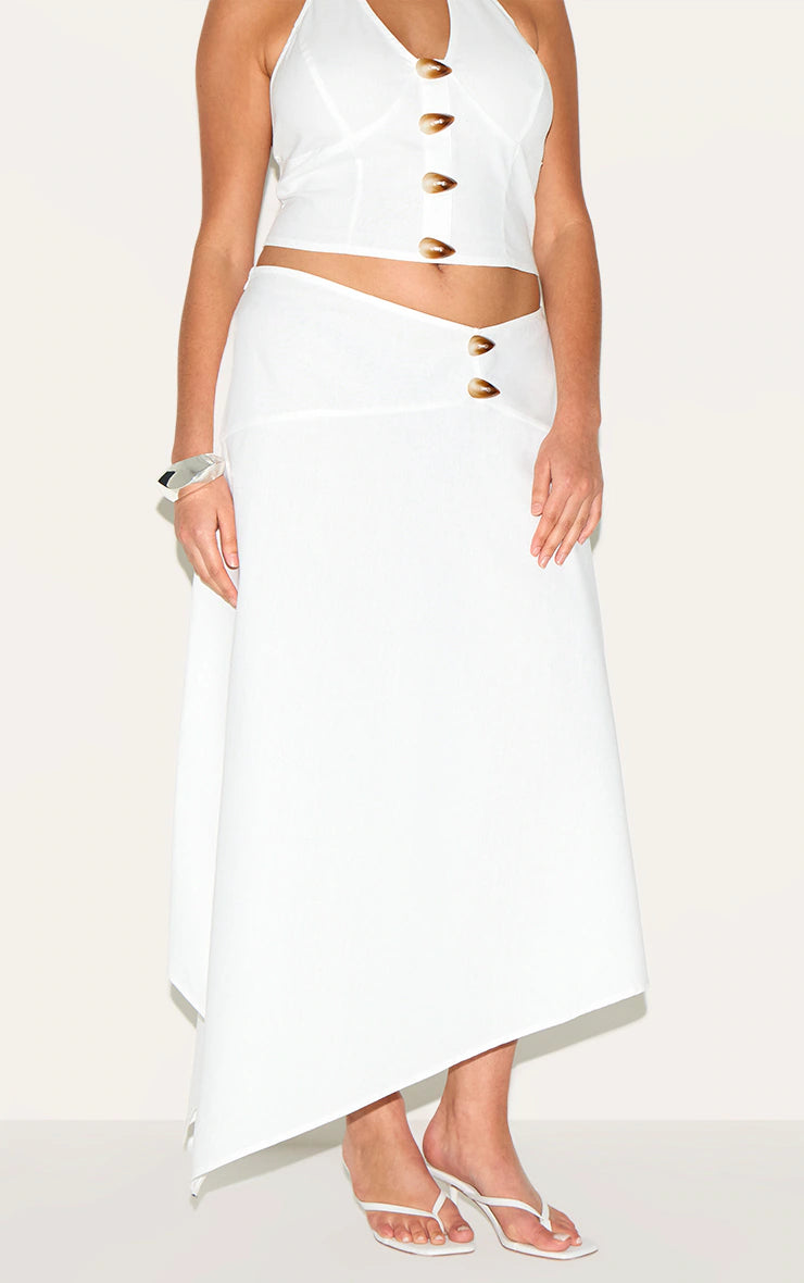Plus White Woven Seam Detail Maxi Skirt