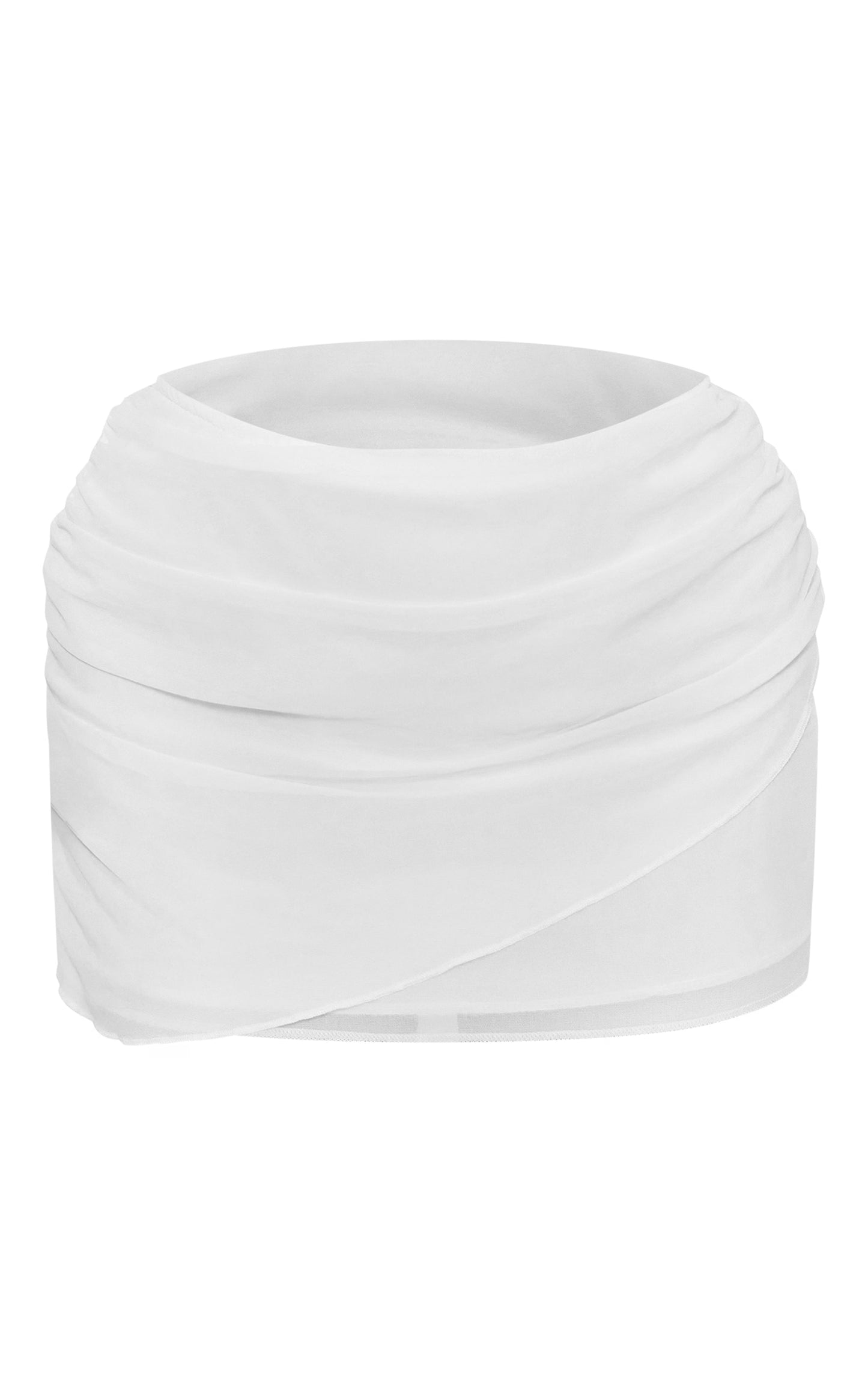 White Chiffon Wrap Mini Skirt