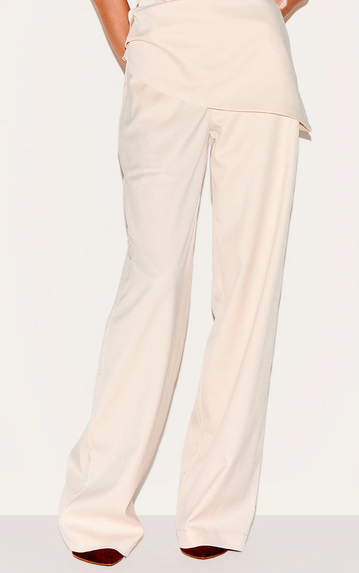 Almond Tailored Woven Wide Leg Pants