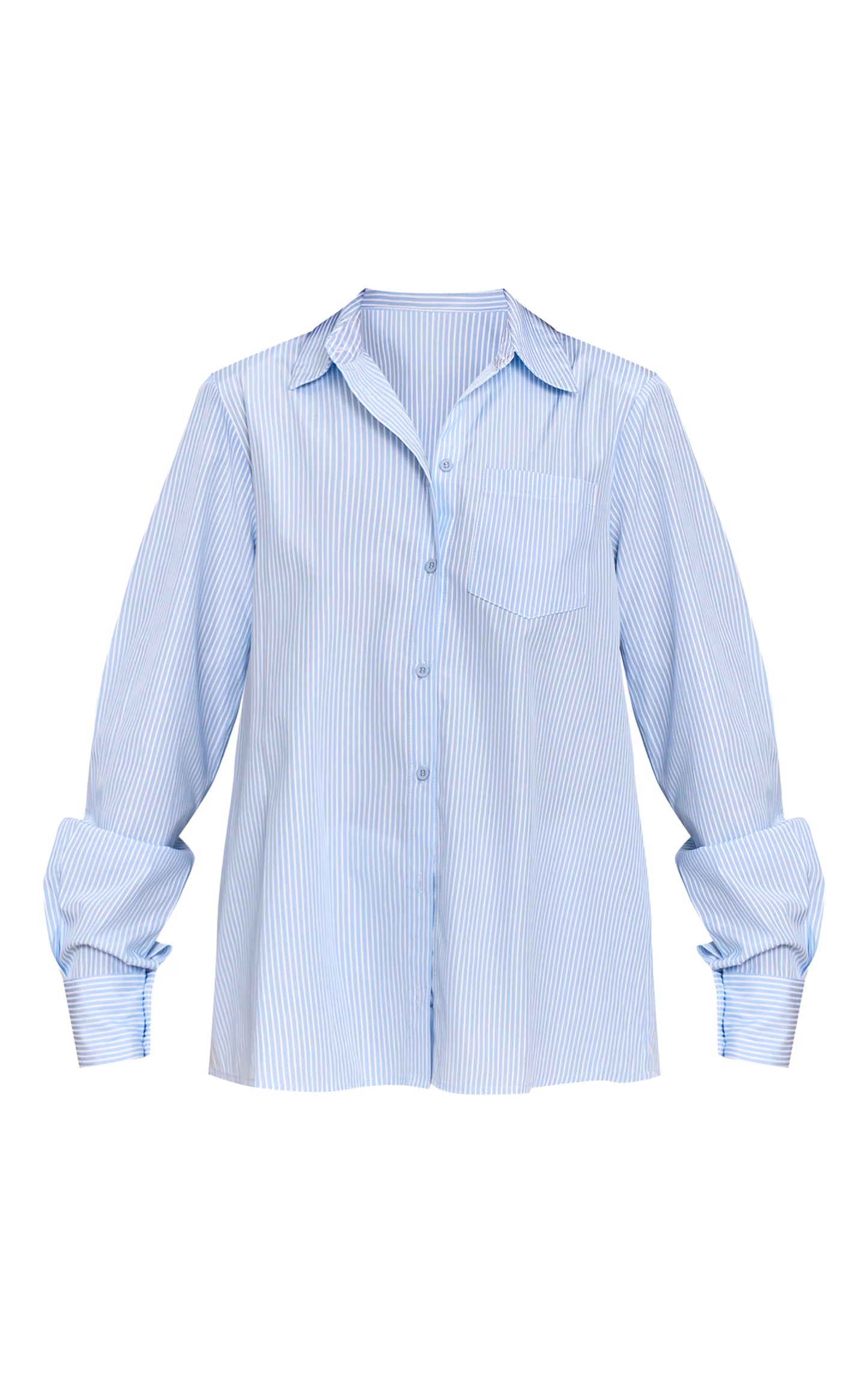 Blue Stripe Shoulder Pad Oversized Shirt