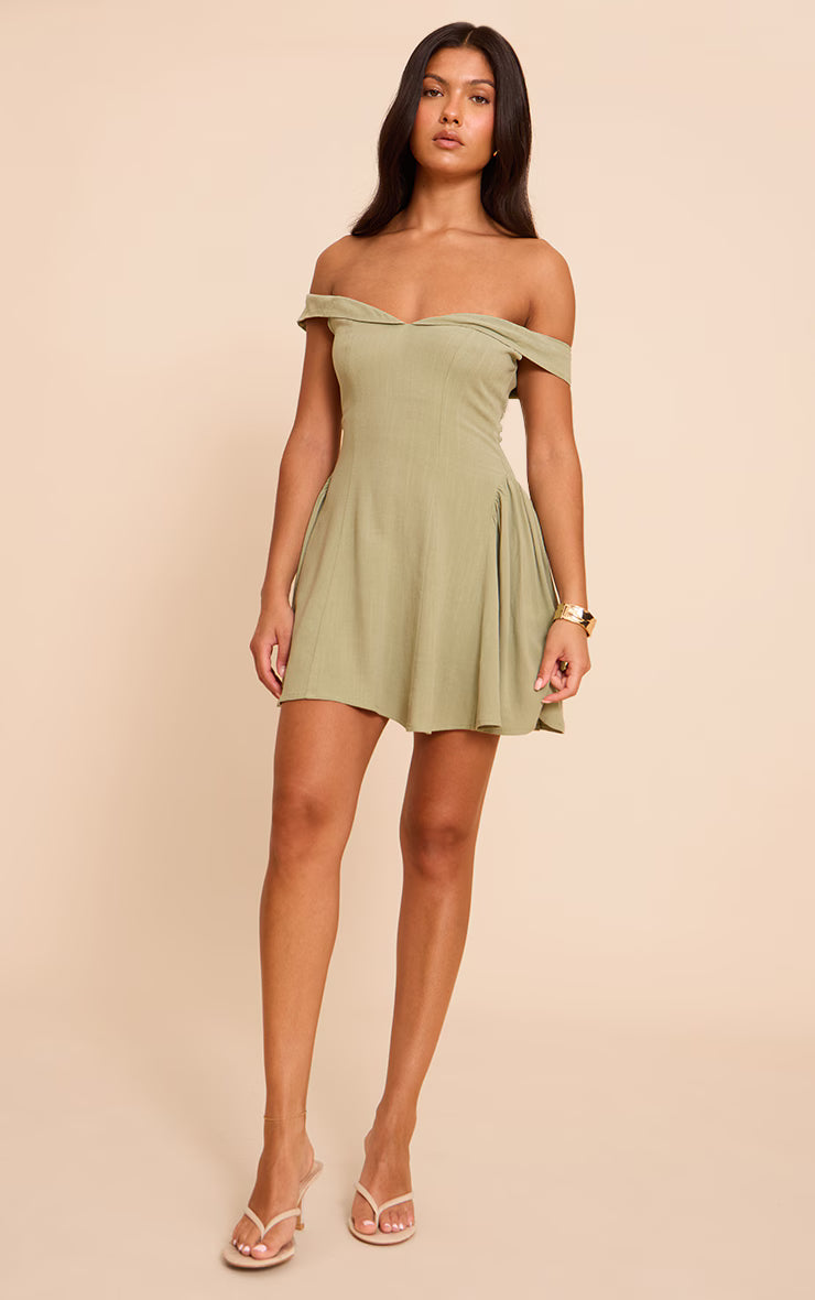 Sage Bardot Shift Dress