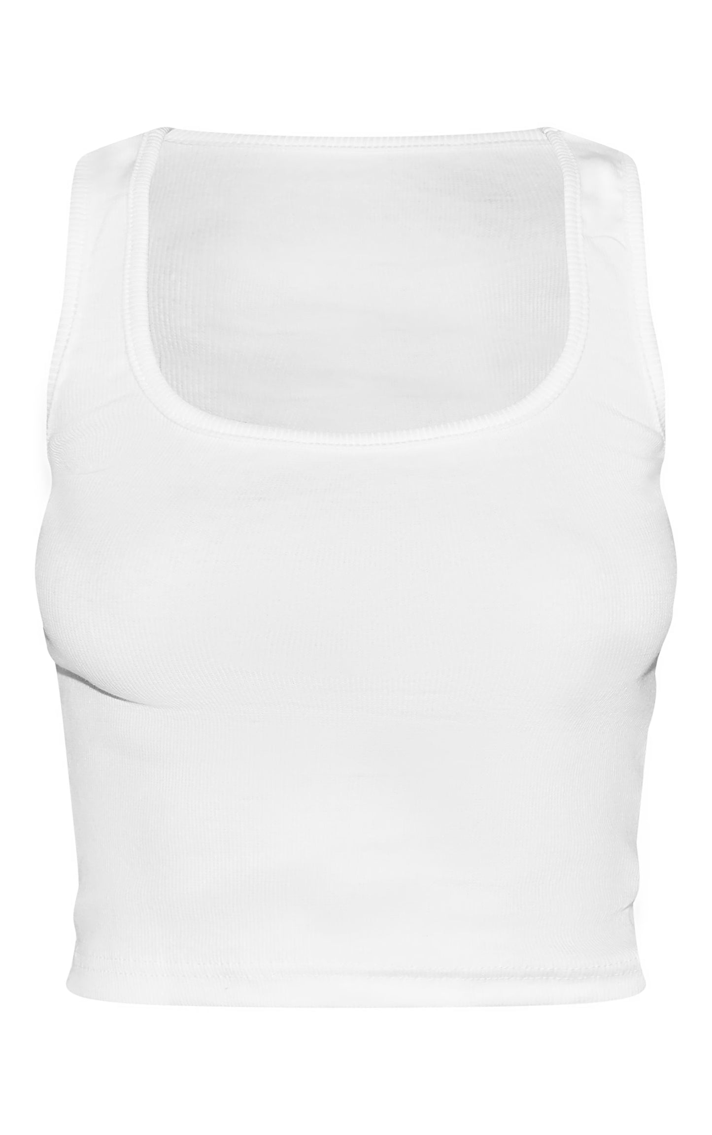 White Rib Scoop Neck Vest