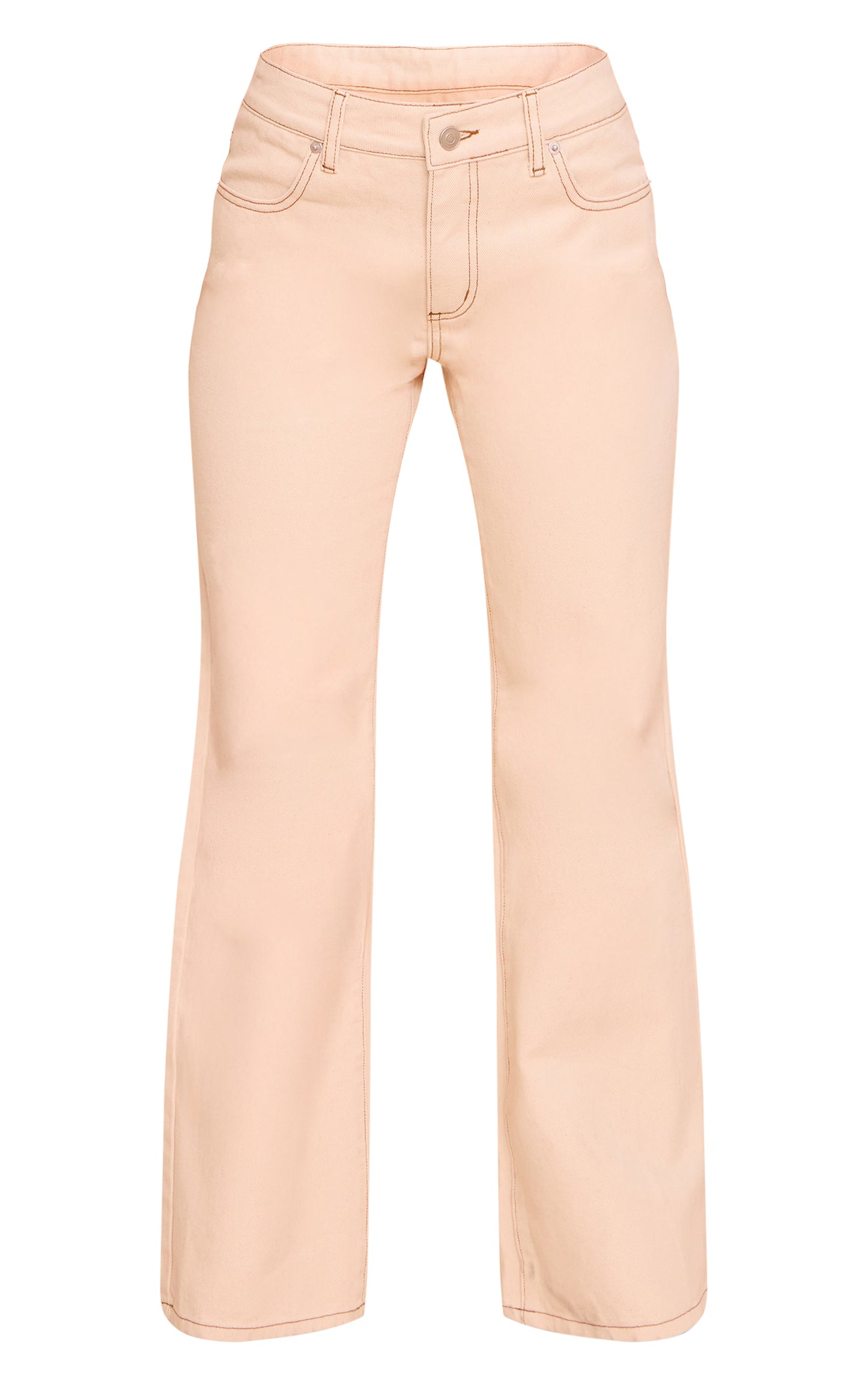 Ecru Linen Look Denim Mid Waist Straight Leg Jeans