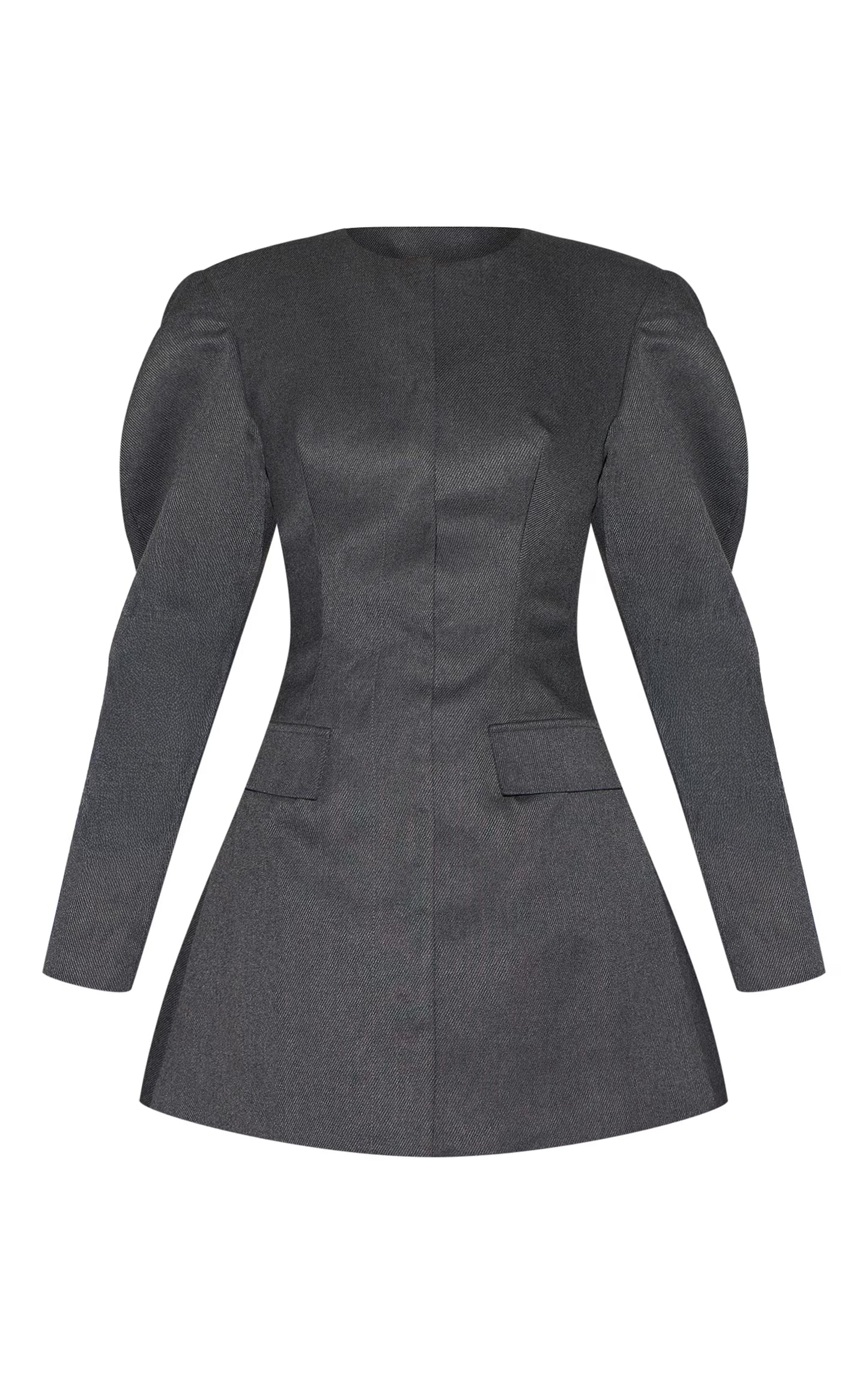 Charcoal Tailored Soft Twill Cocoon Sleeve Blazer Dress
