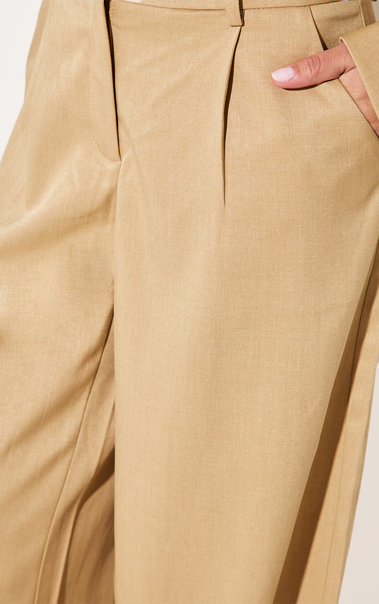 Sand Woven Tailored Wide Leg Pants
