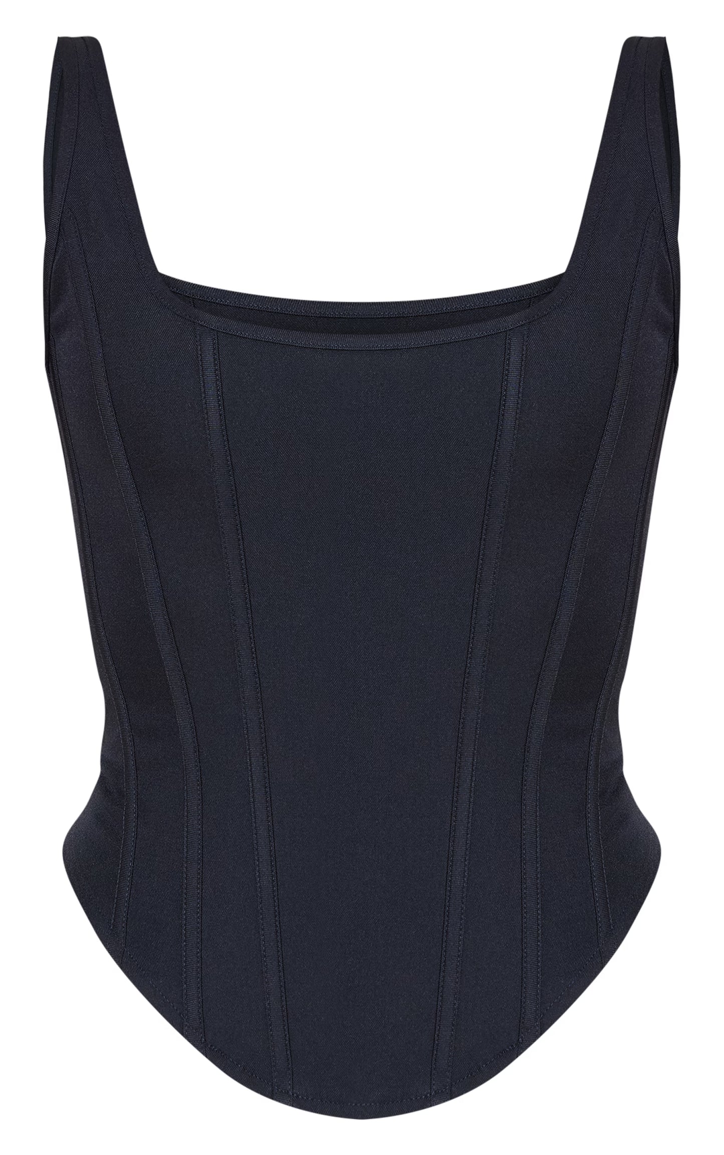 Navy Boned Dip Hem Longline Corset