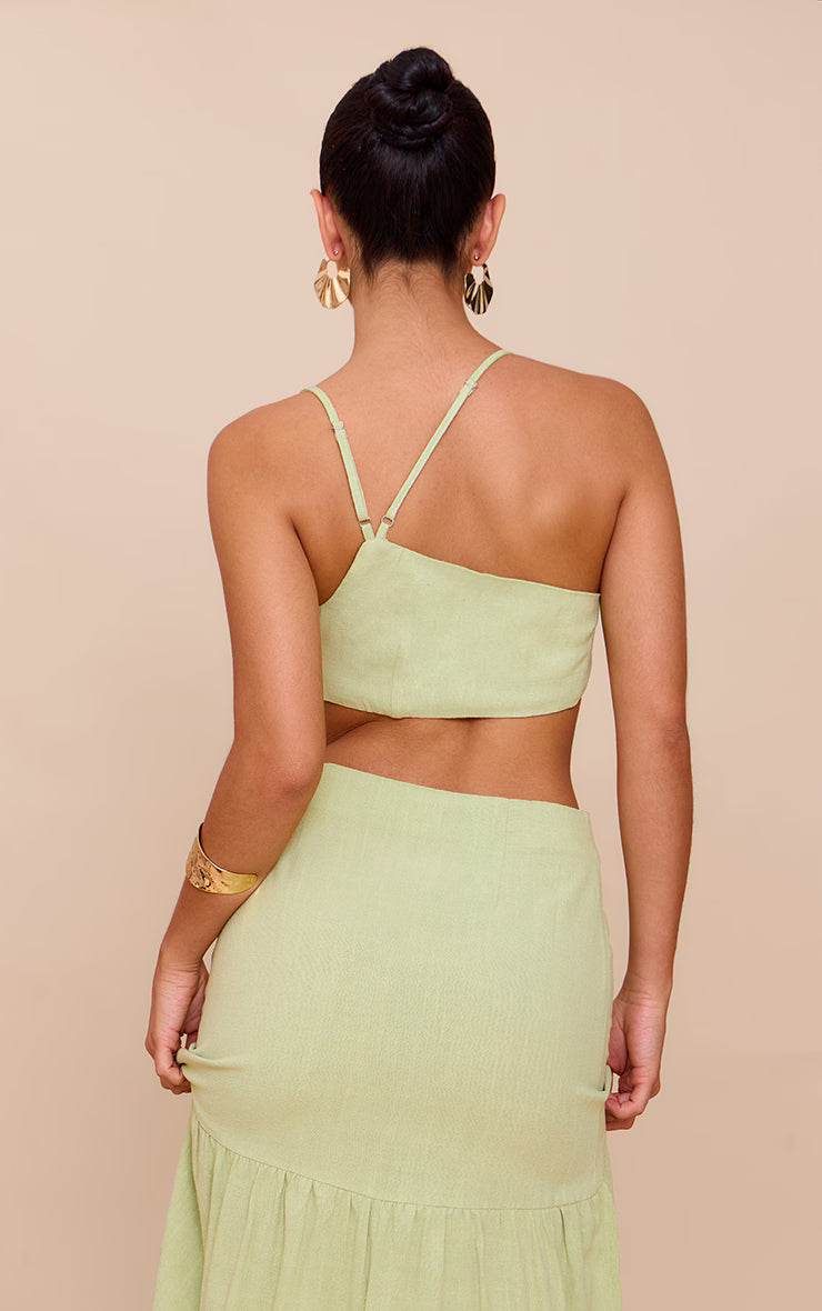 Pale Lime Twist Front Cropped Bralet
