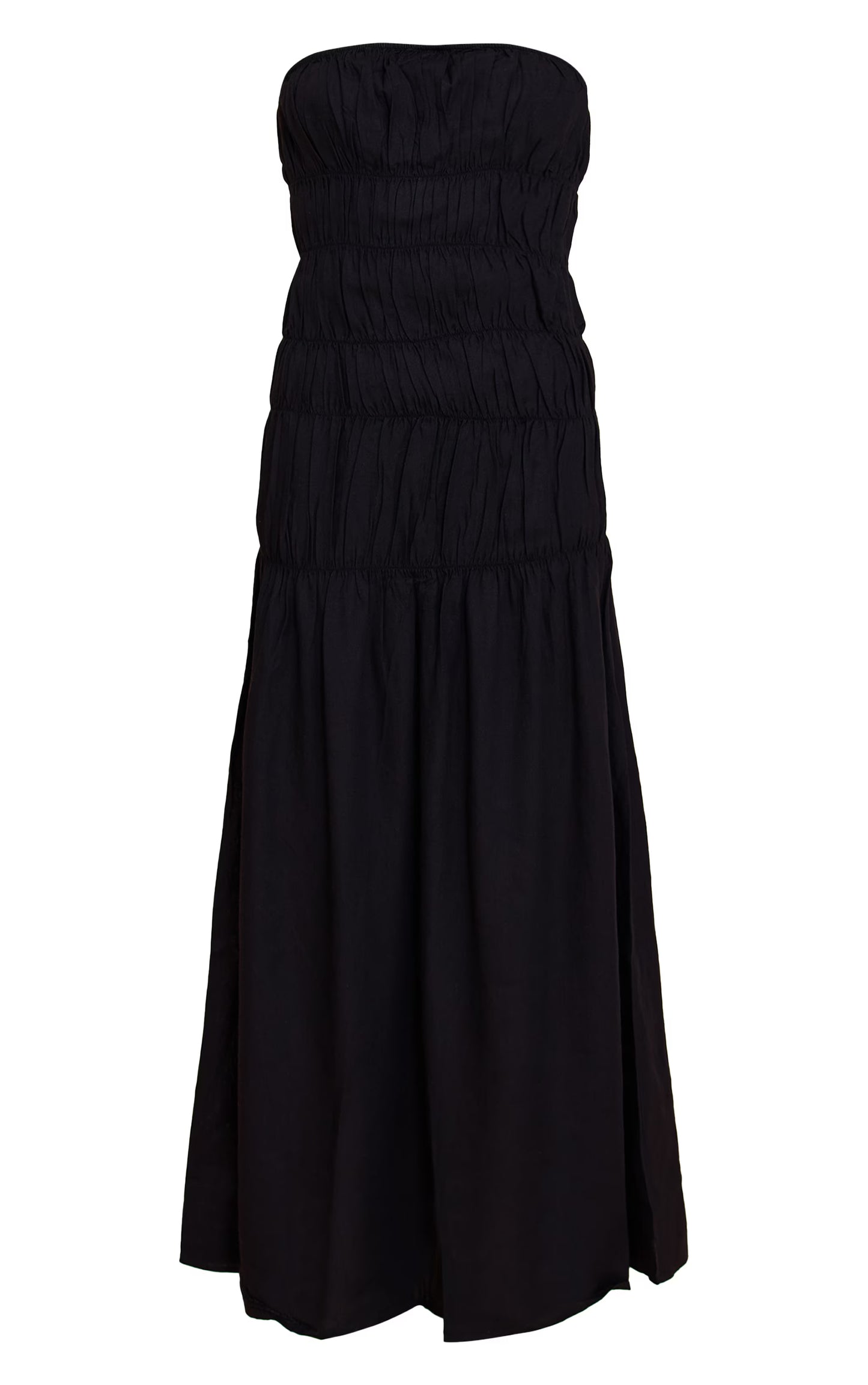 Black Bandeau Ruched Detail Maxi Dress