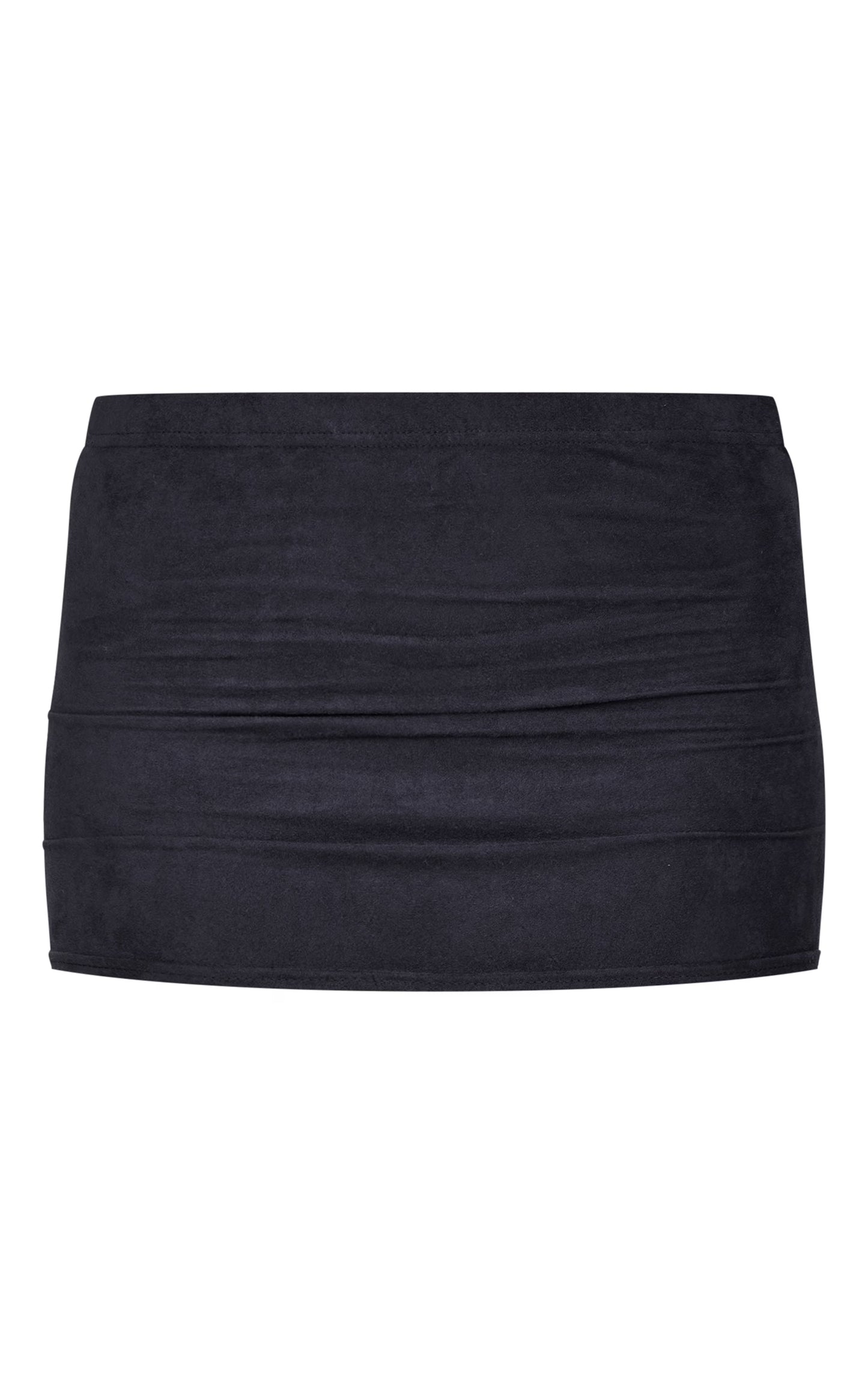 Black Faux Suede Low Rise Micro Mini Skirt