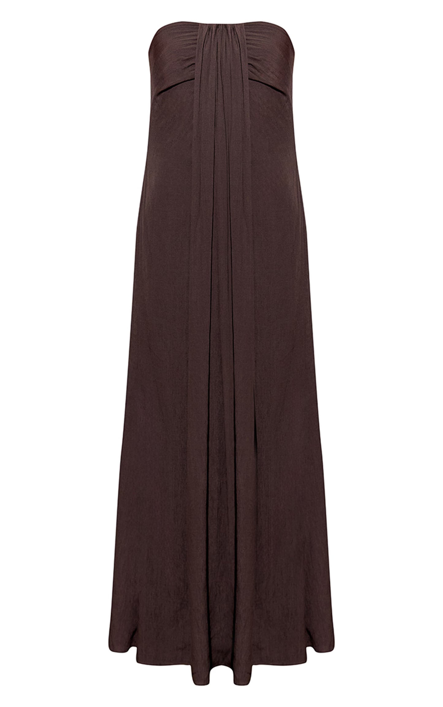 Taupe Bandeau Drape Detail Maxi Collum Dress
