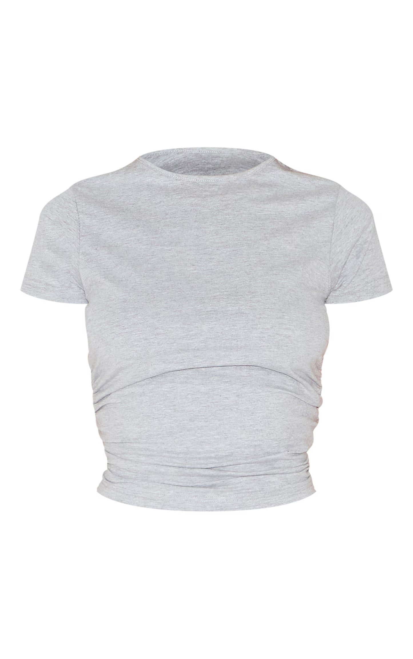 Grey Marl Cotton Side Cap Sleeve Ruched Top