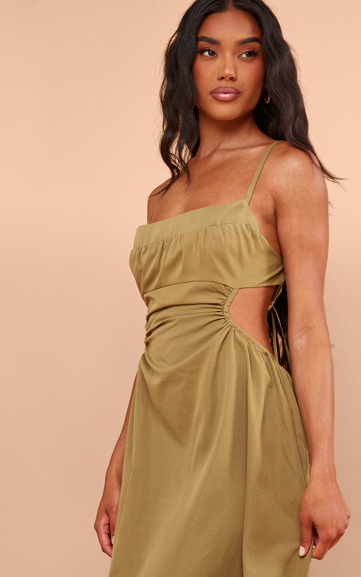 Olive Cut Out Back Maxi Dress