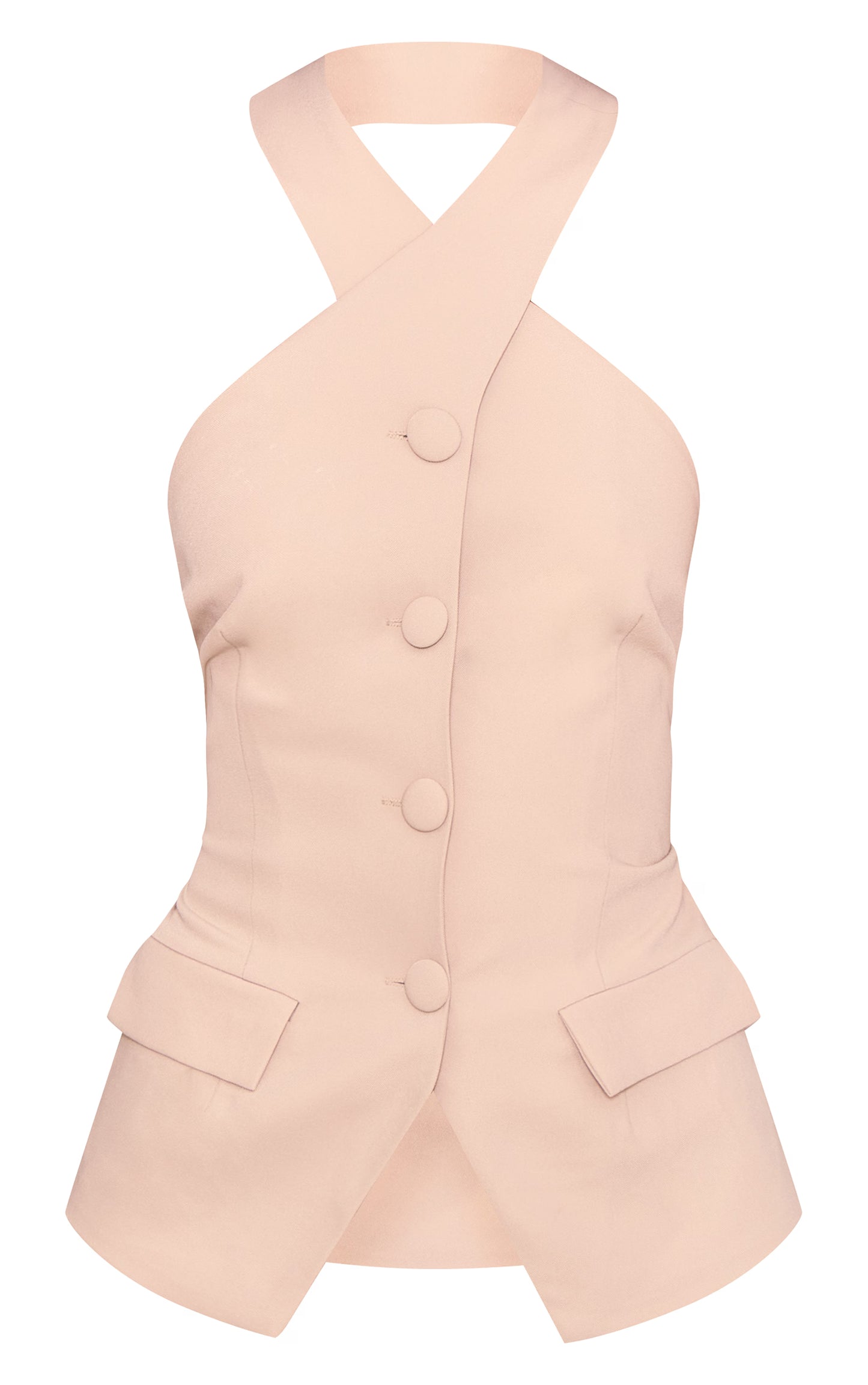 Premium Sand Tailored Halterneck Vest