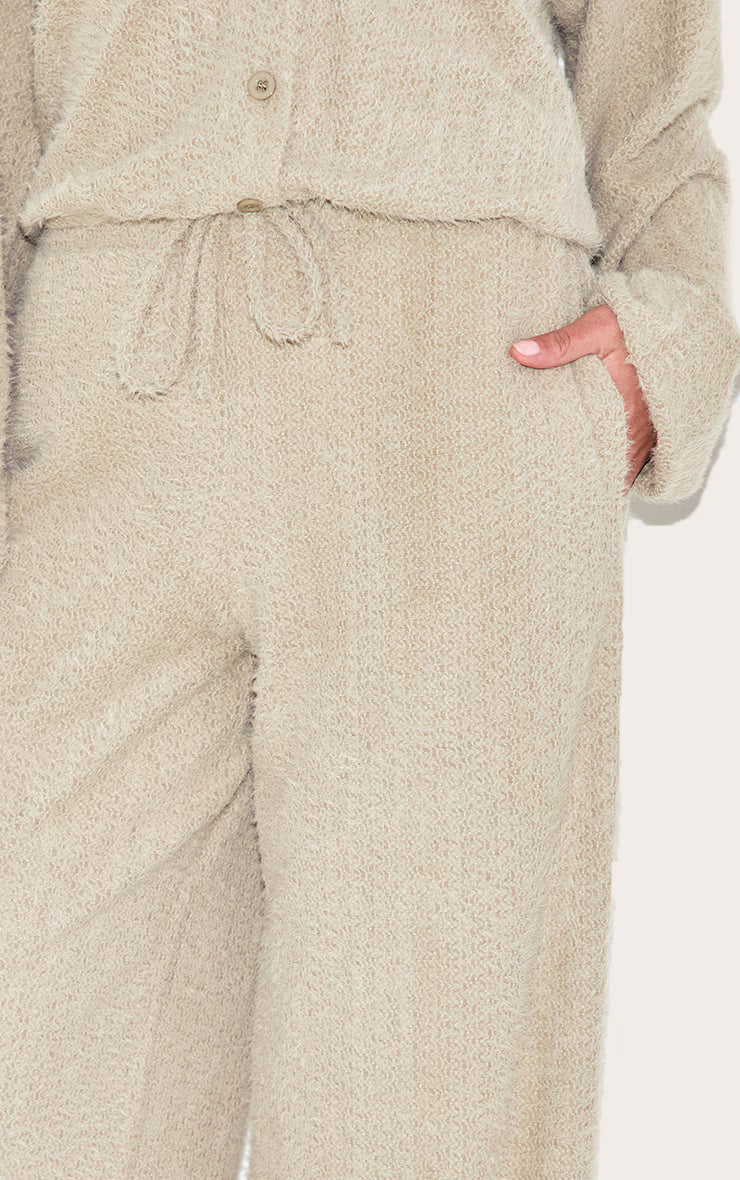 Mushroom Textured Wide Leg Drawstring Pants